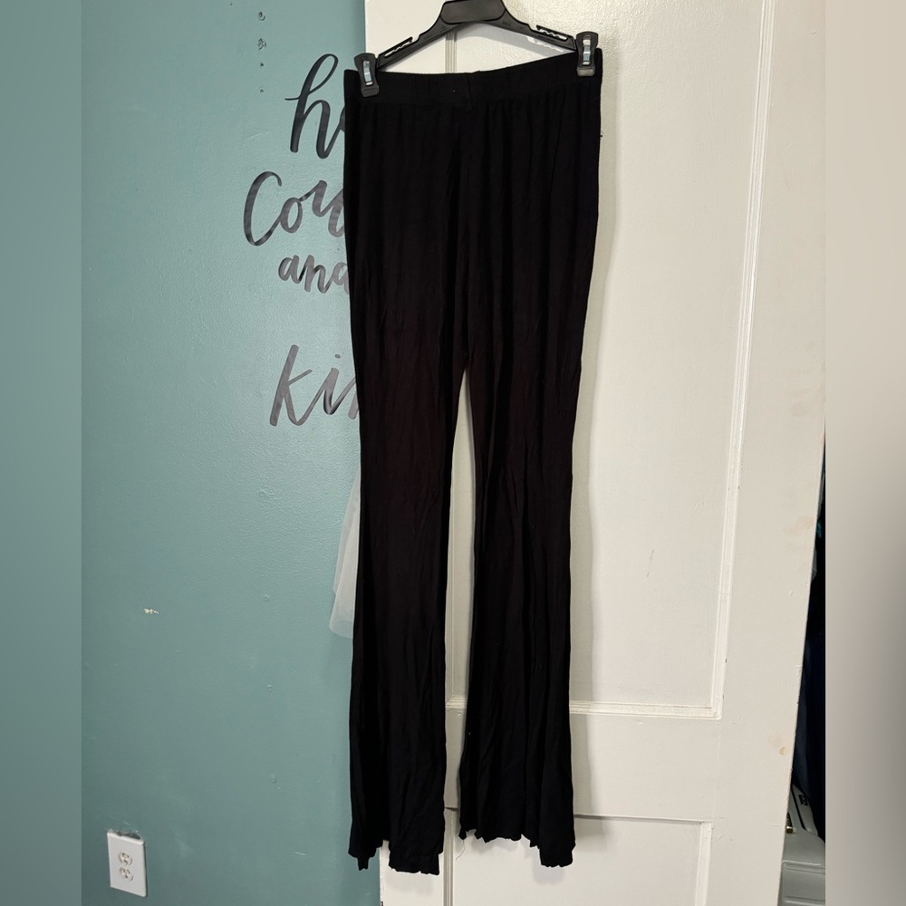 Three Bird Nest Black Flare Pant Pull On High Waist Boho Pant S Small